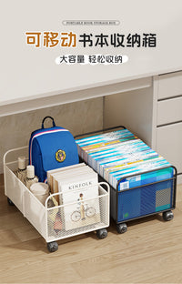 Mobile Under-Desk Storage Cart with Wheels, Large Capacity Book Shelf for Classroom