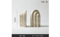 Resin Bookend Decorative Arch Bookend Earthy Elegance Imitation Travertine Book Stopper for Coffee Table