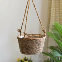 Home Decoration Plant Pots for Indoor Plants, Handwoven Seagrass Woven Hanging Basket with Jute Rope, Indoor Plant Pot, Plant Basket Gift Idea