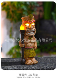 花园装饰玛雅图腾工艺树脂摆件户外庭院草坪太阳能灯tiki图腾摆件