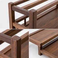 Walnut Wood Three-Tier Tea Set Shelf with Chinese Style