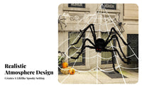 Giant Cobweb Set Kit Furry Arachnids Artificial Cobweb Set Indoor & Outsidedoor Use Easy to Install for Residents, Porch