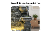 European Design Feng Shui Floor Water Feature Humidifier Function Freestanding Waterfall Fountain Artificial Stone Construction Freestanding Waterfall Feature for Living Room, Office, Entryway, Lobby