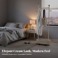 Rolling Clothes Rail Floor-Standing Clothing Rack Space-Saving for Homeowners