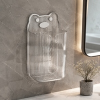 Transparent Wall-Mounted Tissue Dispenser, Self-Adhesive No Drilling Required, For Facial Tissues Up To 12x9.5cm, Modern Plastic Dispenser