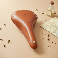 Vintage Leather Bike Saddle Universal Fit Retro Bovine Leather Cycle Seat Ergonomic Shape Classic Cycle Saddle