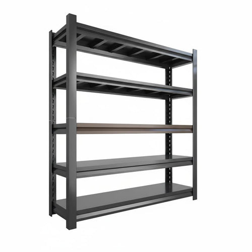 1 Piece Heavy Duty Steel Shelf Five Tier Storage Shelving Unit Freestanding Utility Rack Durable Carbon Steel Adjustable Suitable for Warehouse Garage Kitchen Home Organization