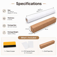 Transparent PVC Self-Adhesive Furniture Protector Roll, 17 x 200 inches