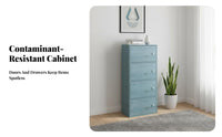 Multi-Tier Compartment Unit Simple Assembly Bookshelf with Doors Large Capacity
