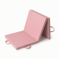 Three-Fold Exercise Mat Padded Foldable Exercise Mat with Handles Portable for Stretching, Sit-Ups