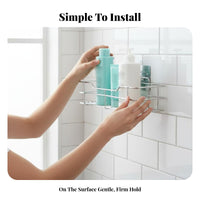 Adhesive Shower Basket Multi-Purpose Wall Shelf Rustproof for Renters, RV Owners
