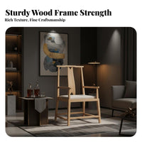 Upholstered Highrear Chair New Chinese Design Upholstered Wooden-Leg Chair Elegant Design Long-Lasting Construction for Cafe