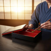 Three-Compartment Bento Box Wood-Grain Food Container Easy to Carry for Takeaway