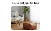 Cube Pouf Faux Leather Finish Ottoman Minimalist Design for Entryway, Homeowners