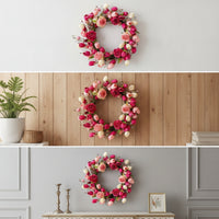 Silk Flower Wreath Spring-Style Artificial Floral Wreath Full-Bodied for Entry, Entryway