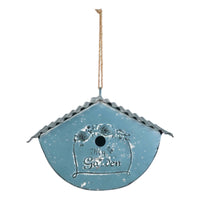 Distressed Finish Garden Decor Corrugated Roof Metal Birdhouse Ornament