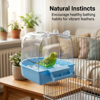 Bird Bath Cage Supplies Parrot Bath Tub Shower, Hanging Bathtub for Pet Bird Enr #variant:Blue