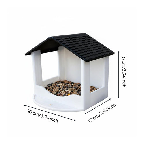 House-Shaped Bird Feeder Shingle Roof Wall Feeder Accessible Feeding Area
