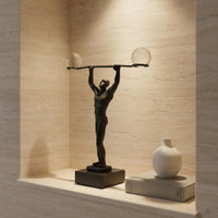 Weightlifter Statue Tabletop Display Metal Athlete Sculpture Detailed Home Decor for Entryway