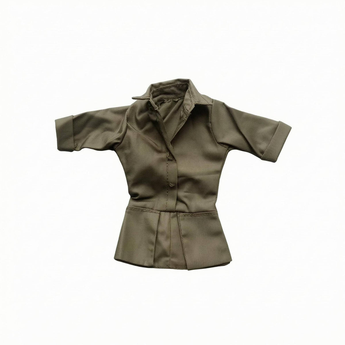 Tailored 1/6 Scale Doll Outfit Single-Piece Green Doll Suit Pointed Collar Mini Attire Flared Hem
