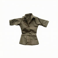 Tailored 1/6 Scale Doll Outfit Single-Piece Green Doll Suit Pointed Collar Mini Attire Flared Hem