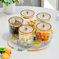 6 Pieces Rotating Seasoning Jar Set Airtight Lids for Pantry Organization