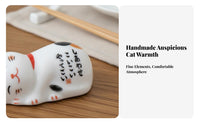 Fortunate Cat Chopstick Holder Multi-Functional Ceramic Cat Chopstick Rest Maneki-Neko Utensil Rest Cute Design Easy to Clean