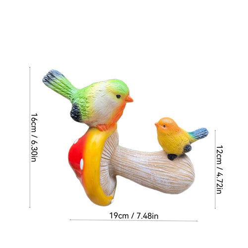 Bird Toadstool Figurine Charming Accent Resin Garden Ornament for Yard