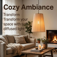 Light Shade with E27 and Double Fitting for Table Lamps, Pleated Textile Lampshade for Living Room Decor, Bedroom Ambient