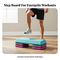Non-Slip Surface Aerobic Step Platform Stable Design Fitness Stepper with Risers Heavy Duty Aerobic Exercise Deck Reinforced Construction for Home Gym