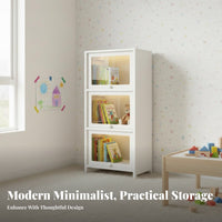 Dustproof Multi-Tier Cabinet with Doors Large Capacity Tall Cabinet with Shelves Sturdy Construction Bookshelf Closure for Book Lovers, Collectors, Hobbyists, Living Room, Study, Home Office, Bedroom