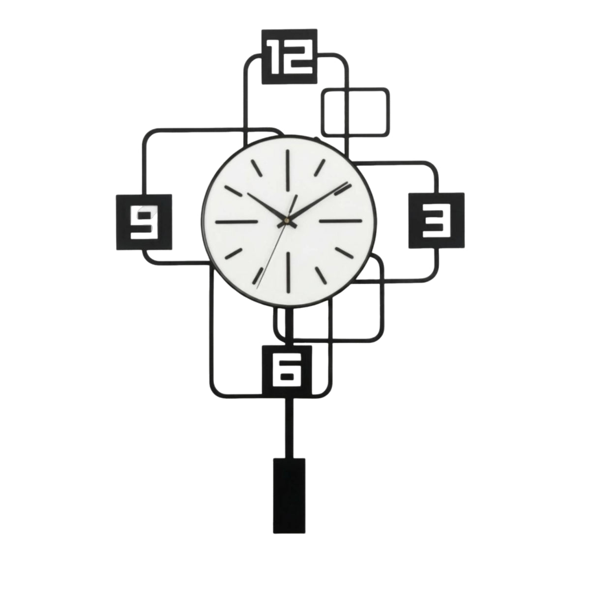 Wall Clock with Geometric Frame Modern for Interior Designers, Homeowners
