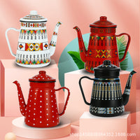 Enamel Coffee Pot Thickened Enamel Coffee Pot with Fine Spout for Pour-Over and Cold Water