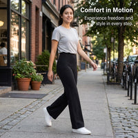 Womens Trousers High Waist Straight Leg with Petite Short Length, Work for in Stretch Material