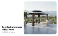 Aluminum Frame Gazebo Waterproof Rigid-Roof Gazebo Weather Resistant Double Roof Pavilion for Homeowners, Families, Backyard, Courtyard, Lawn