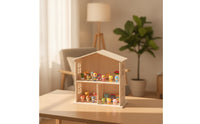 Decorative House-Shaped Shelf Compact Wooden Desktop Organizer Space-Saving Wooden Display Shelf Open-Front for Collectors