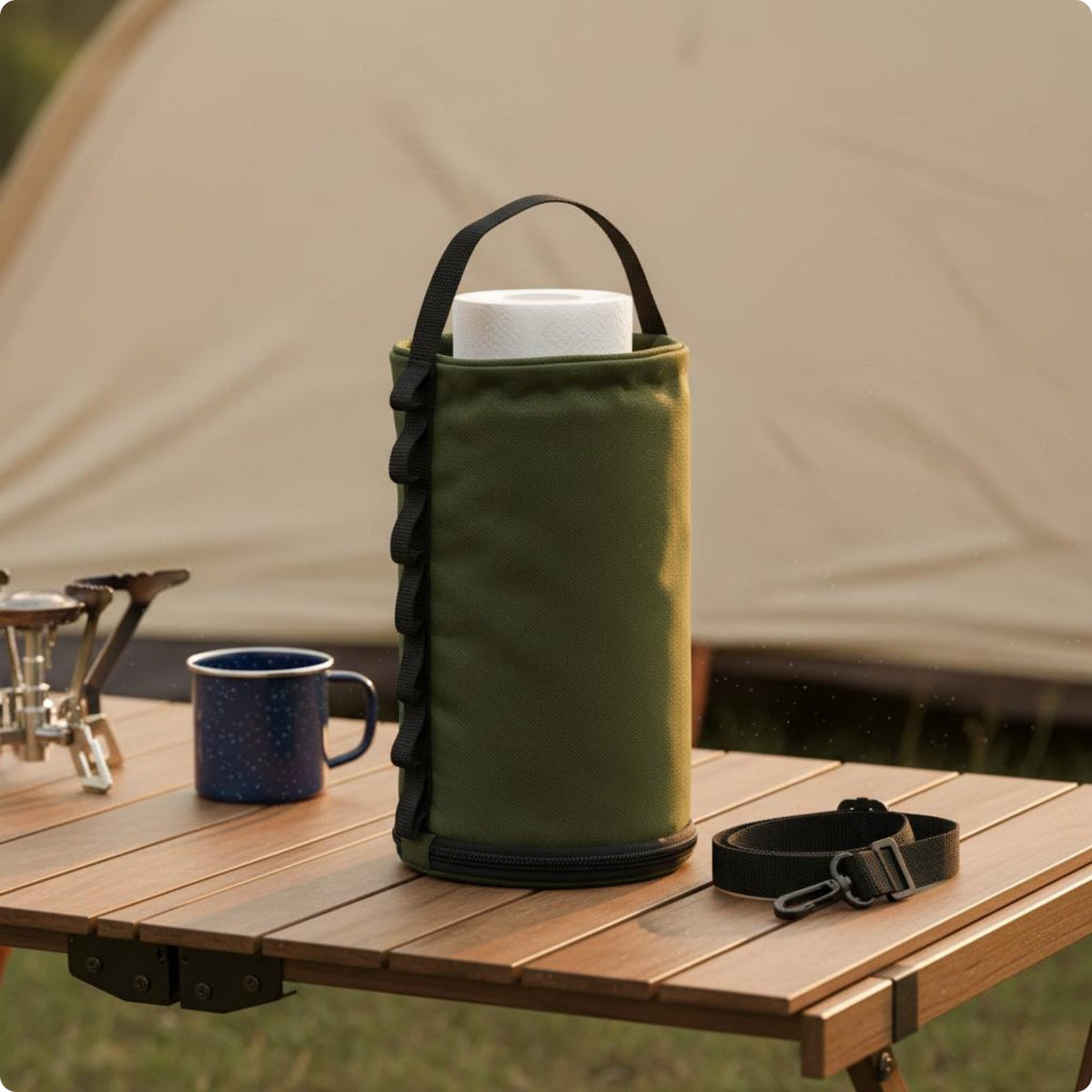 Cylindrical Storage Bag Polyester Inner Lining Outdoor Gear Zipper Closure