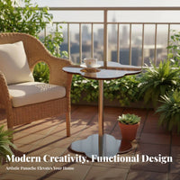 Round Glass Top Table Space-Saving Tripod Glass End Table for Entryway, Renters