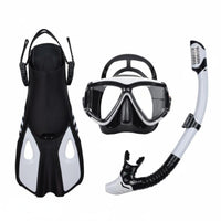 Anti-Choke Full Dry Snorkel Set Adjustable Fins Diving Mask Snorkel Fin Set Crystal Clear View Water Sports Gear Long-Lasting for Swimming