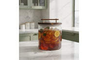Glass Beverage Dispenser with Spigot Transparent Design Glass Spigot Dispenser Cold Drink Jar with Wooden Stand Easy to Clean