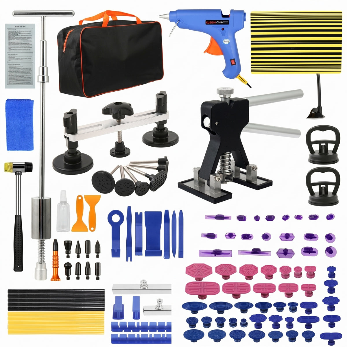114 Pieces Dent Puller Kit Suction Cups Paintless Dent Repair Kit Easy to Use