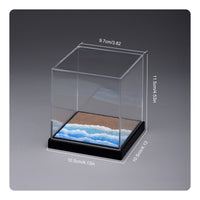 Transparent Miniature Display Base with Acrylic Cover Dustproof Diorama Display Case with Dust Cover Square Showcase Compact for Collectors, Hobbyists, Desk, Shelf, Office