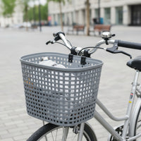 Imitation Wicker Bike Basket with Hardware Woven-Look Plastic Cycle Basket Sturdy Lightweight for Commuting