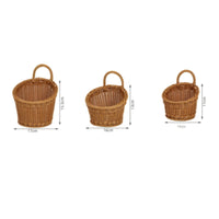 3 Pieces Hanging Wall Basket Woven Hanging Basket with Hook Rustic for Entryway