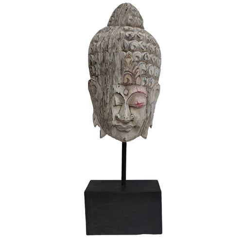 Black Stand Carved Texture Spiritual Decoration Buddha Head Ornament
