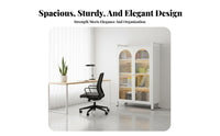 Dustproof Doors Fluted Glass Door Bookcase Large Capacity Home Furniture Multi-Functional Storage Cabinet Strong Load-Bearing for Book Lovers, Students, Homeowners, Study Room, Bedroom, Kitchen