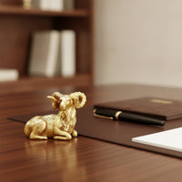 Brass Paperweight Sculpted Ram Figurine Long-Lasting for Study, Professionals