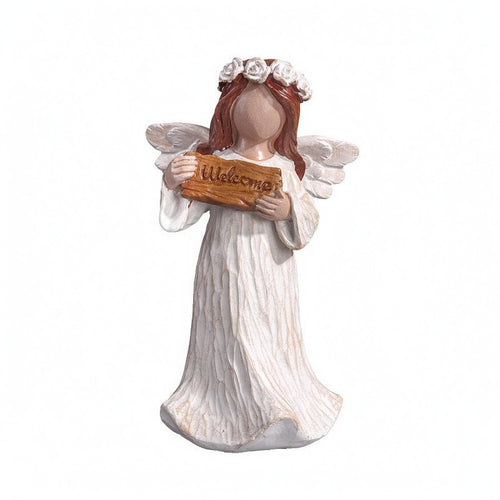 Angel Figurine Floral Crown Welcome Angel Figurine Resin