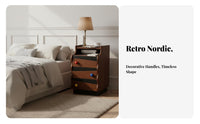 Slim 3-Drawer End Table Retro Design Nightstand Safe Rounded Rim S