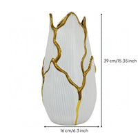 Decorative Ceramic Vase Marbled Rim Gold Accent Vase Glazed Finish for Flowers